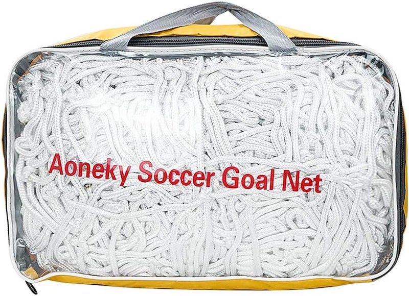 Aoneky شبكة كرة القدم الثقيلة 4 مم - 10 رطل لكل شبكة - 24 × 8 قدم - شبكة بديلة لحجم كامل لمرمى كرة القدم - لا تشمل الأعمدة - Image 1